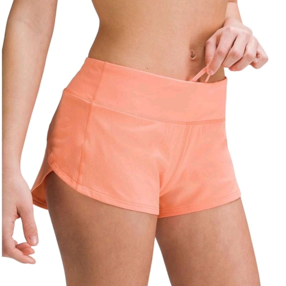 EUC Lululemon Athletica Size 4 Speed Up Low Rise Lined Sunny Coral Shorts!
